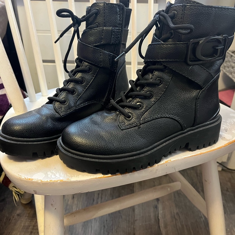 Guess Black Combat Boots with Rugged Design